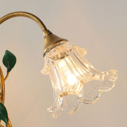 Tischlampe Blumig - Vintage-Design aus Eisen, Kristall und Glas für Schlafzimmer oder Wohnzimmer
