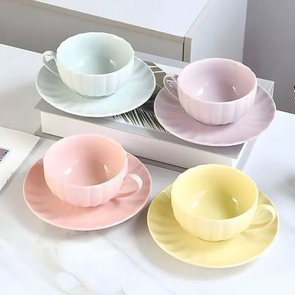 Pastellfarbiger Kürbis Kaffee Becher & Untertasse Set