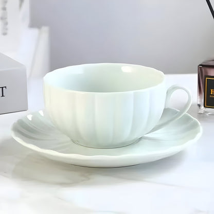 Pastellfarbiger Kürbis Kaffee Becher & Untertasse Set