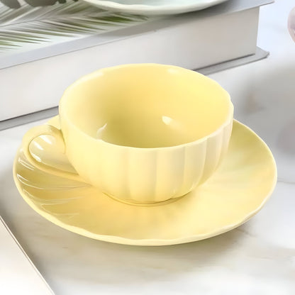 Pastellfarbiger Kürbis Kaffee Becher & Untertasse Set