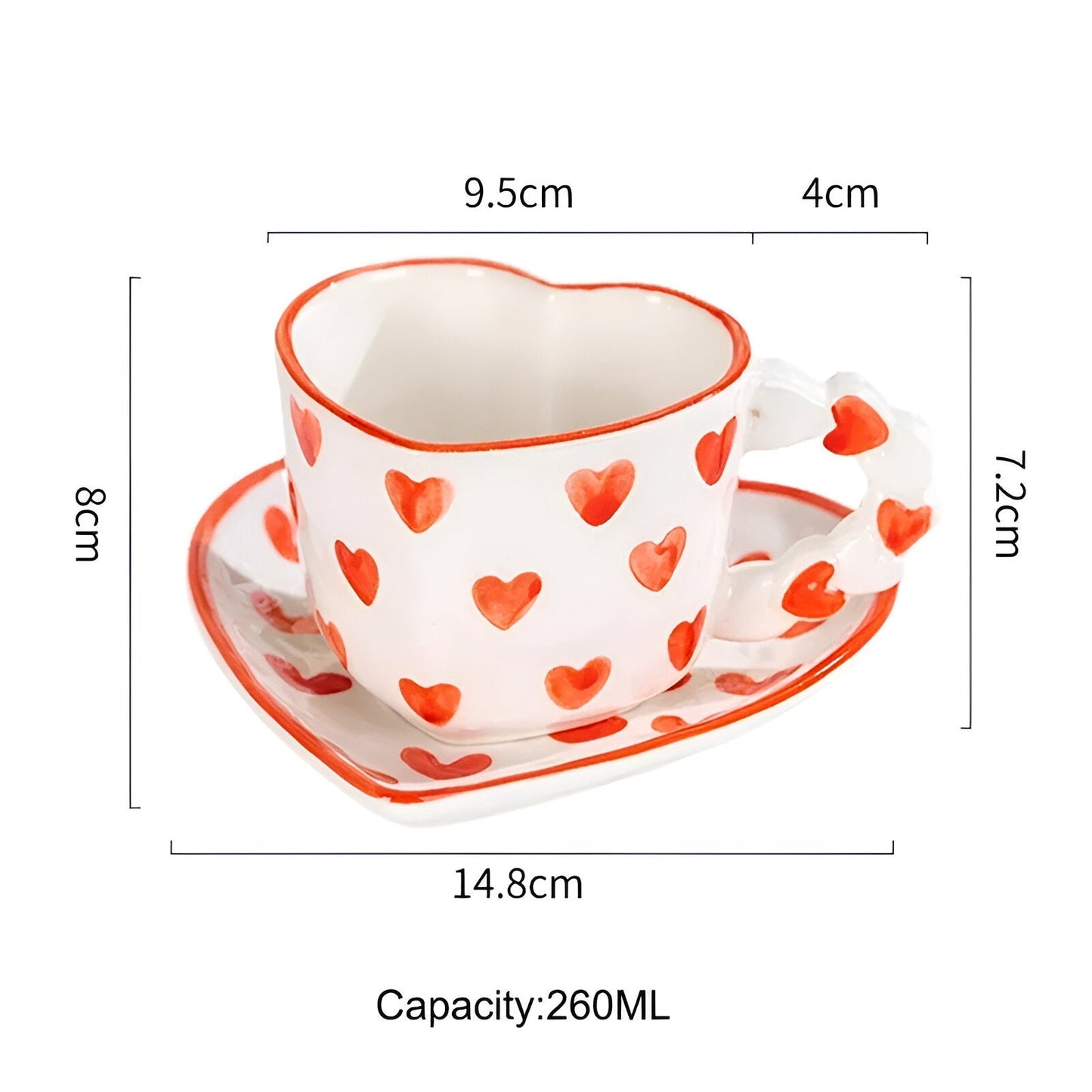 Musterte Kaffeetasse mit passender Untertasse