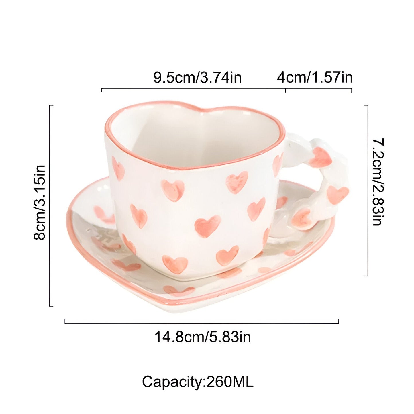 Musterte Kaffeetasse mit passender Untertasse