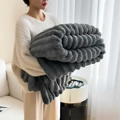 Luxuriöse Fleece-Hase Pelz Wurfdecke + 2 Kissenbezüge