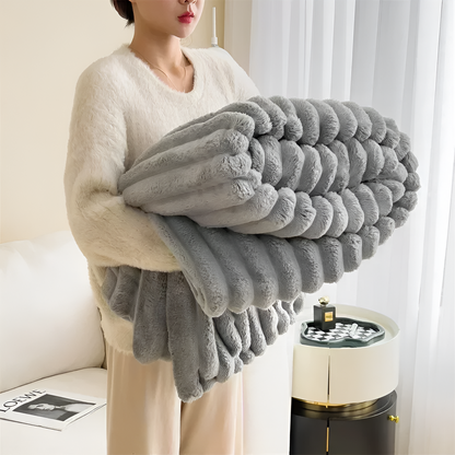 Luxuriöse Fleece-Hase Pelz Wurfdecke + 2 Kissenbezüge