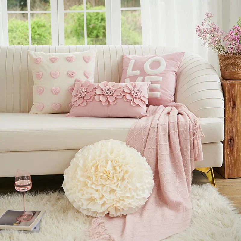 Plüsch Pink Herz Design Kissenbezug