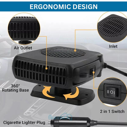 12V tragbare Autoheizung mit 360° drehbarem Sockel