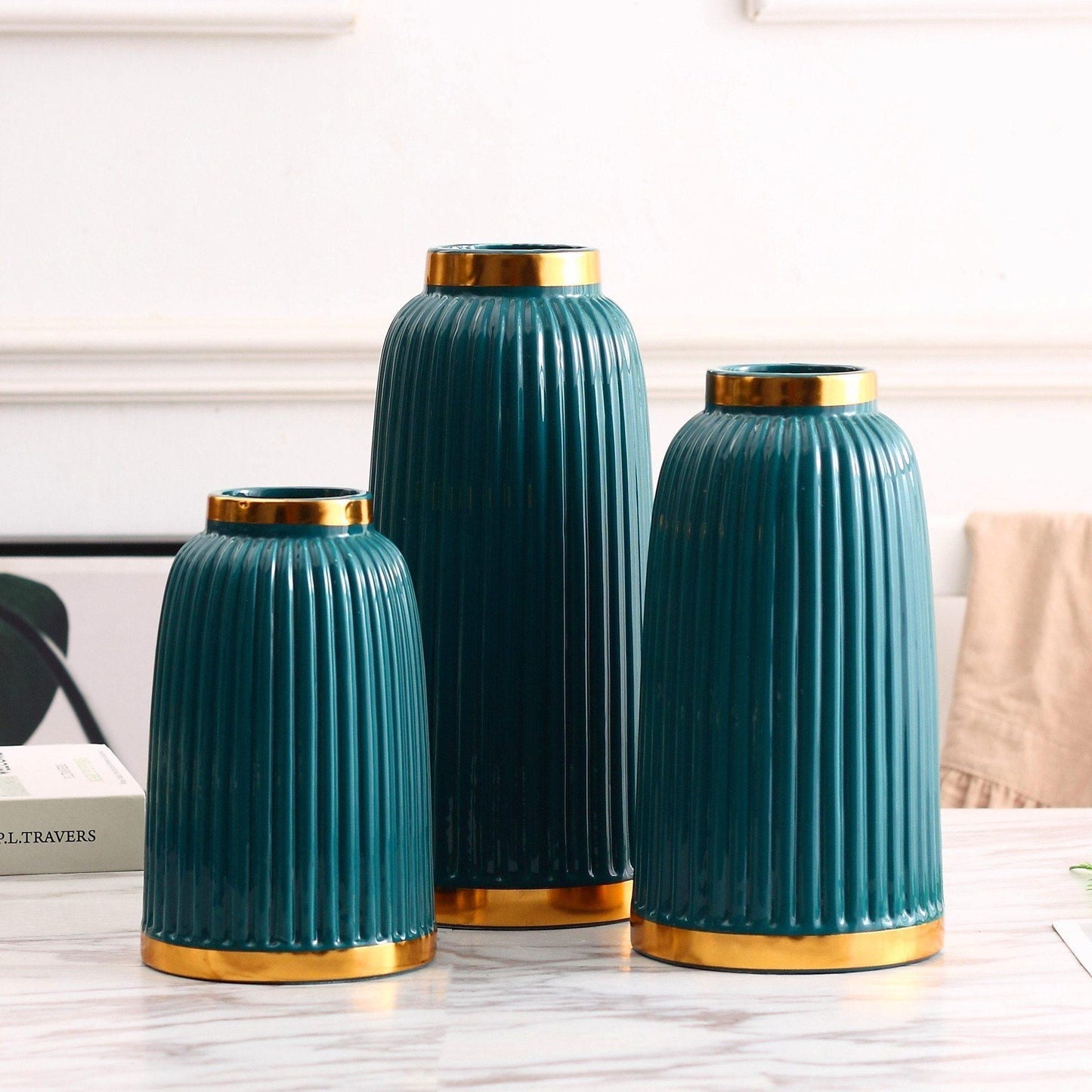 Garduru Gold-Ring Blumenvase | Elegantes Design | Blumendeko | Modern & Zeitlos