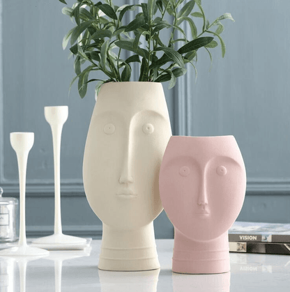 Garduru Face Design Keramik Vase | Moderne Deko für Wohnzimmer & Büro | Handgefertigte Kunstvasen