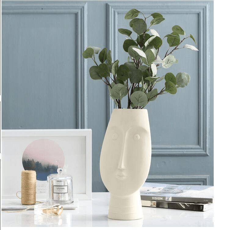 Garduru Face Design Keramik Vase | Moderne Deko für Wohnzimmer & Büro | Handgefertigte Kunstvasen