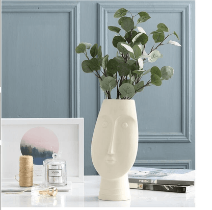 Garduru Face Design Keramik Vase | Moderne Deko für Wohnzimmer & Büro | Handgefertigte Kunstvasen