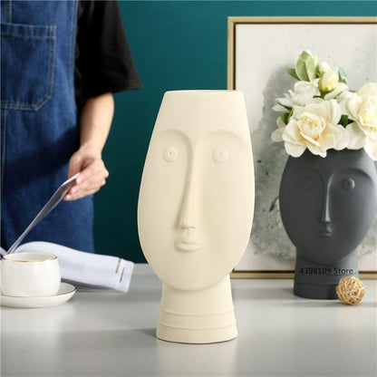 Garduru Face Design Keramik Vase | Moderne Deko für Wohnzimmer & Büro | Handgefertigte Kunstvasen