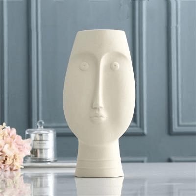 Garduru Face Design Keramik Vase | Moderne Deko für Wohnzimmer & Büro | Handgefertigte Kunstvasen