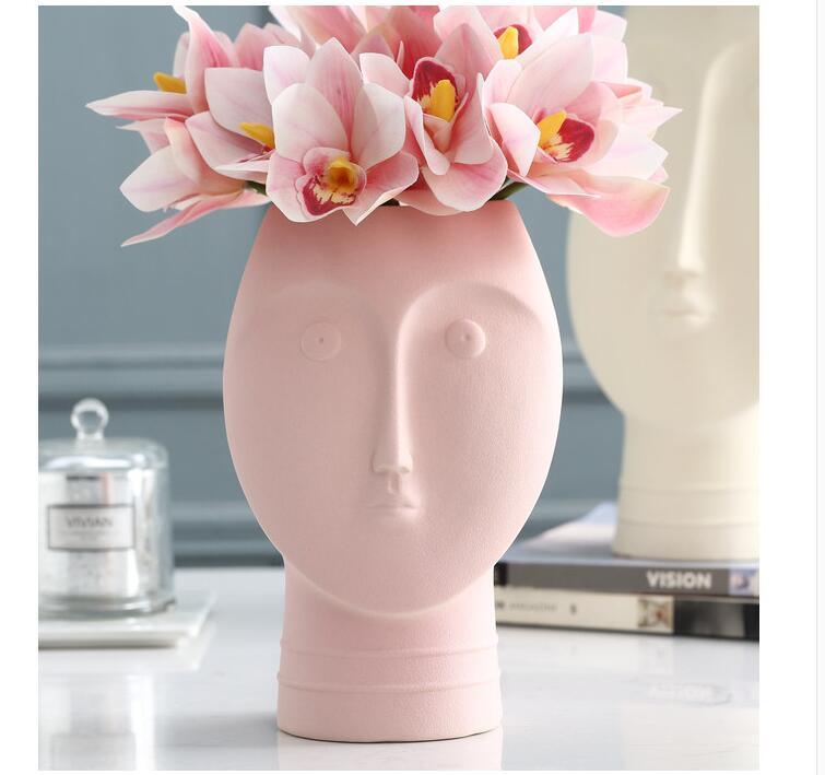 Garduru Face Design Keramik Vase | Moderne Deko für Wohnzimmer & Büro | Handgefertigte Kunstvasen