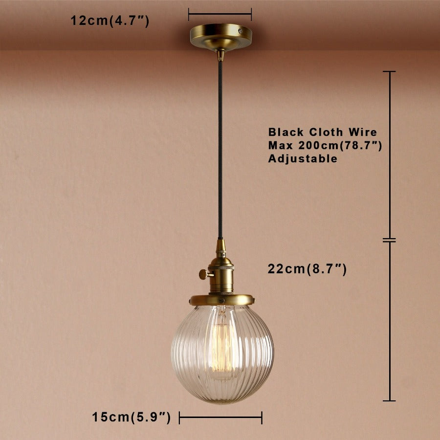 Vintage strukturiertes Glas Globus Pendelleuchten