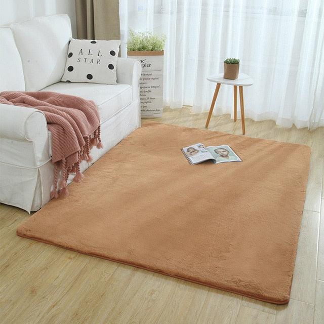 Extra dicker Mikrofaserteppich mit Kunstfell und rutschfester Unterlage - Luxuriöser und bequemer Teppich für jedes Interieur
