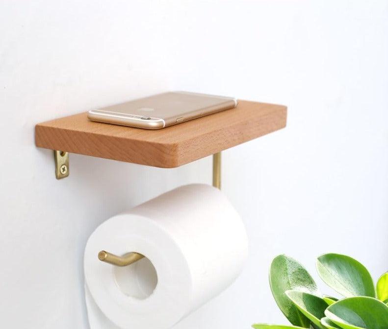 TNOMS Toilettenpapierhalter Aus Gebürstetem Nickel - Mit Regal, 304 Edelstahl, Wandmontage