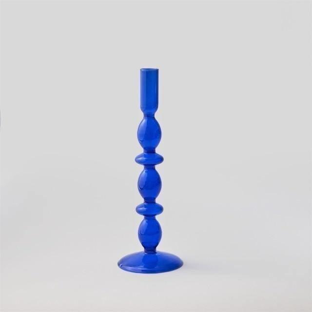 Garduru Glas-Kerzenhalter | Elegantes Design | Tafelkerzenhalter in Blau