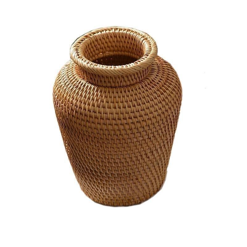 Garduru Handgefertigte Rattan-Vase | Natürliches Design | Boho-Stil | Perfekt für Dekoration und Blumenarrangements