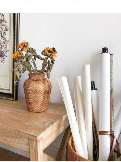 Garduru Handgefertigte Rattan-Vase | Natürliches Design | Boho-Stil | Perfekt für Dekoration und Blumenarrangements