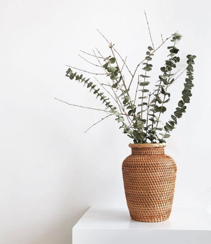 Garduru Handgefertigte Rattan-Vase | Natürliches Design | Boho-Stil | Perfekt für Dekoration und Blumenarrangements