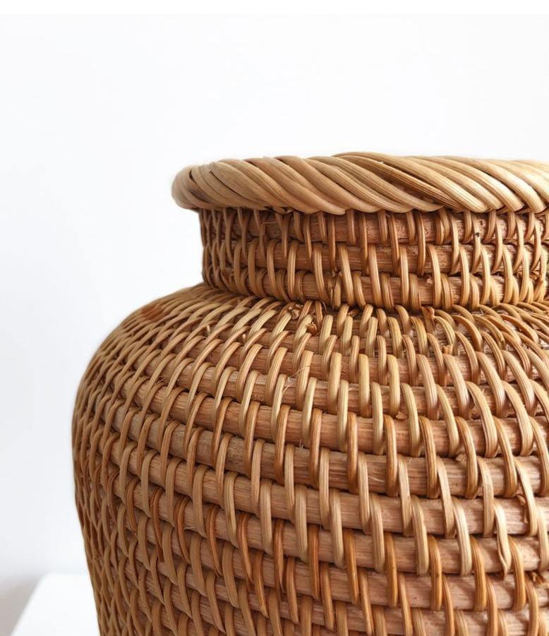 Garduru Handgefertigte Rattan-Vase | Natürliches Design | Boho-Stil | Perfekt für Dekoration und Blumenarrangements