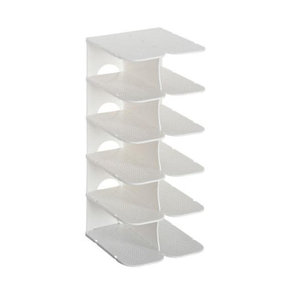 Modular 6-Schicht Schuhaufbewahrung Regale – Stapelbarer und faltbarer Organizer aus strapazierfähigem Polypropylen in Beige, Grau oder Weiß