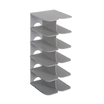 Modular 6-Schicht Schuhaufbewahrung Regale – Stapelbarer und faltbarer Organizer aus strapazierfähigem Polypropylen in Beige, Grau oder Weiß