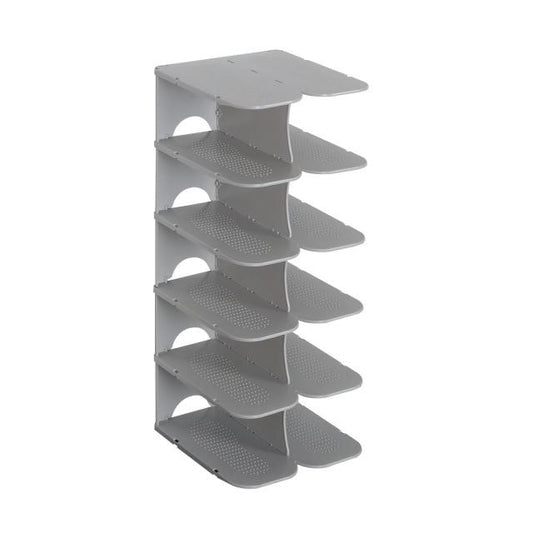 Modular 6-Schicht Schuhaufbewahrung Regale – Stapelbarer und faltbarer Organizer aus strapazierfähigem Polypropylen in Beige, Grau oder Weiß