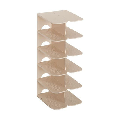 Modular 6-Schicht Schuhaufbewahrung Regale – Stapelbarer und faltbarer Organizer aus strapazierfähigem Polypropylen in Beige, Grau oder Weiß