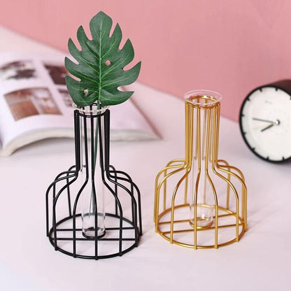 Garduru Testrohr-Vase mit Metallständer | Modernes Design | Minimalistische Dekoration für Zuhause & Büro