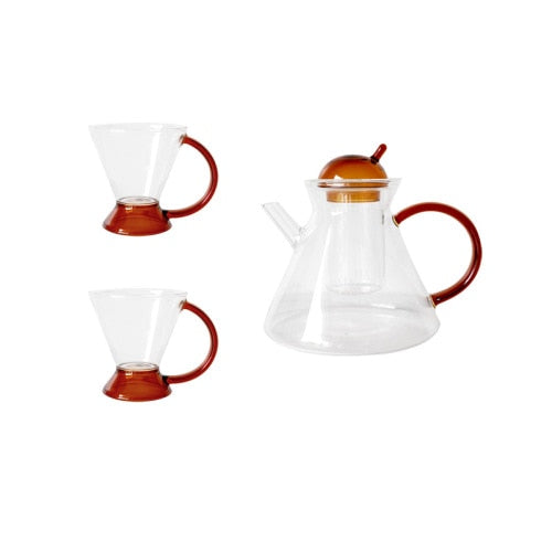 3-teilige Glas-Teekannen-Set