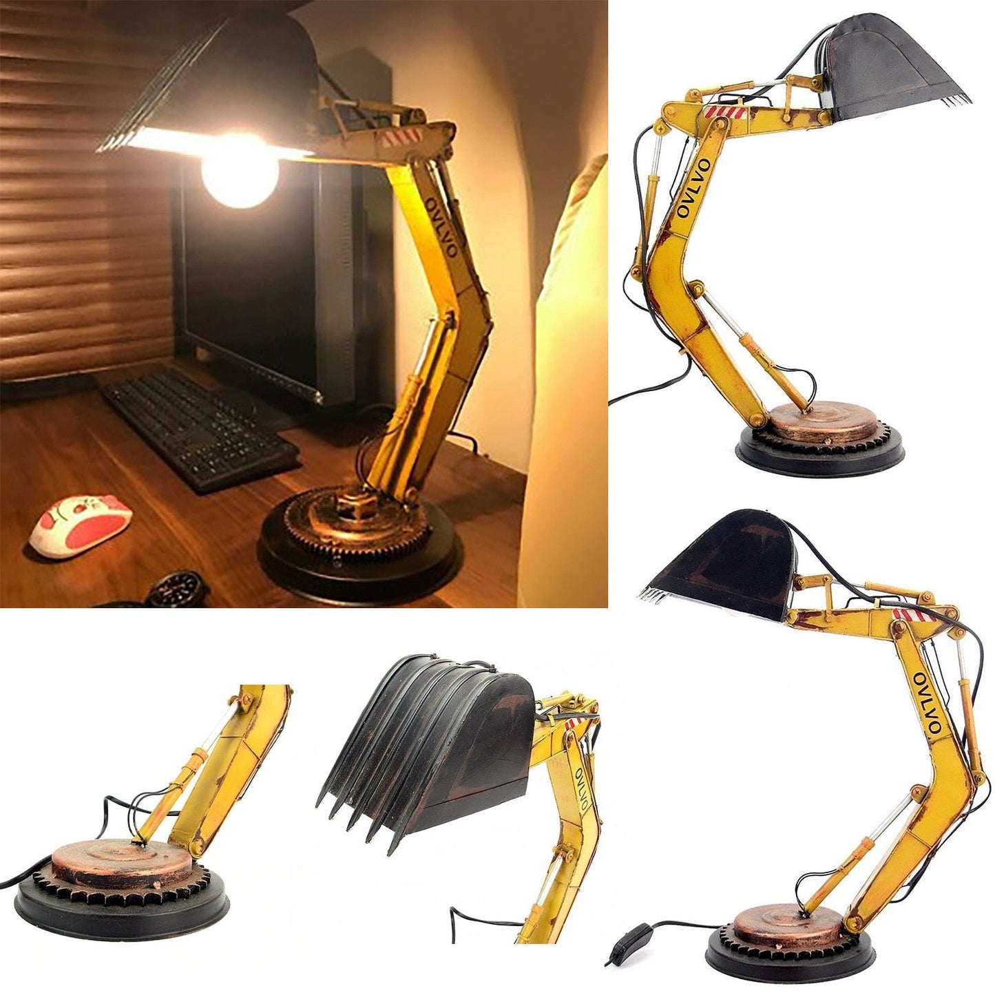 Garduru Einzigartige Bagger Tischlampe | Kreatives Design | LED Beleuchtung | Perfekte Deko für Zuhause