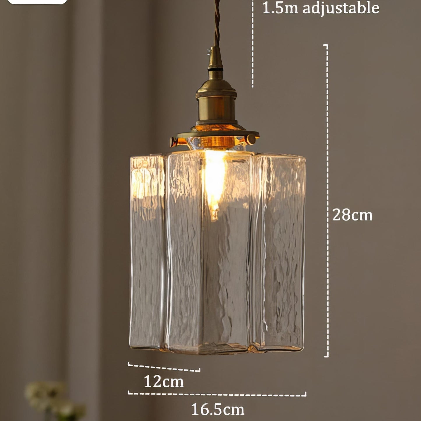 Retro-Moderne Hängeleuchte aus Glas mit goldenem Kabel - Elegante LED-Beleuchtung