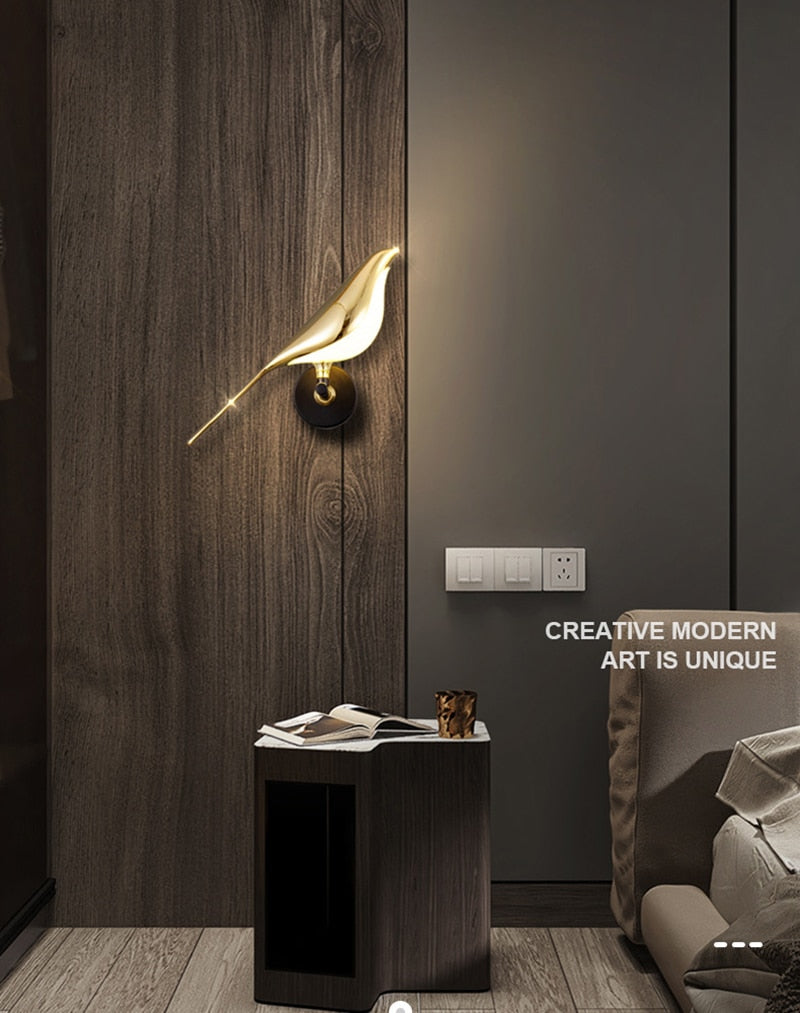 Moderne LED-Wandleuchte „Magpie Bird“