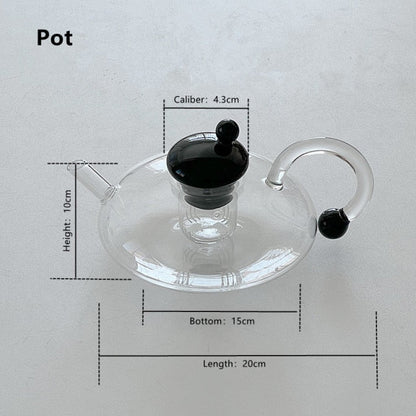 3-teiliges schwarzes Teekannenset