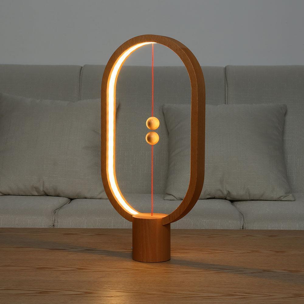 Tischlampe Holz LED oval modernes Design