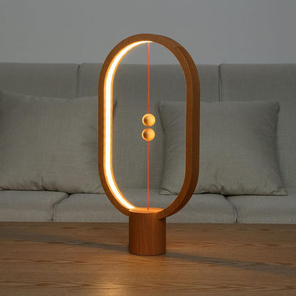 Tischlampe Holz LED oval modernes Design