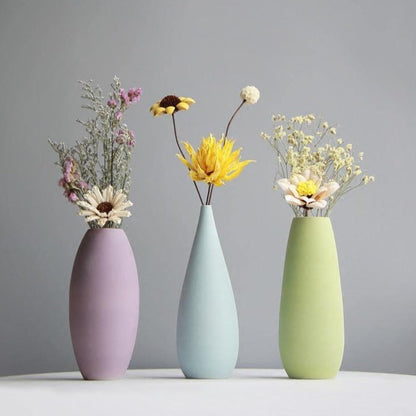 Garduru SoftTone Keramikvase | Deko-Vasen für Blumen | Sanfte Farben | Skandinavisches Design