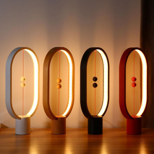 Tischlampe Holz LED oval modernes Design