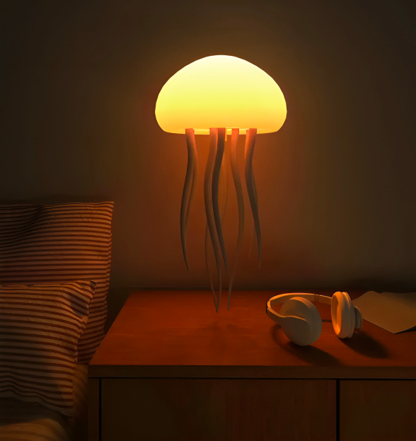 LED-Qualle Lampe – Einstellbare Entspannungsbeleuchtung, modernes Design, wiederaufladbar mit Touch-Steuerung
