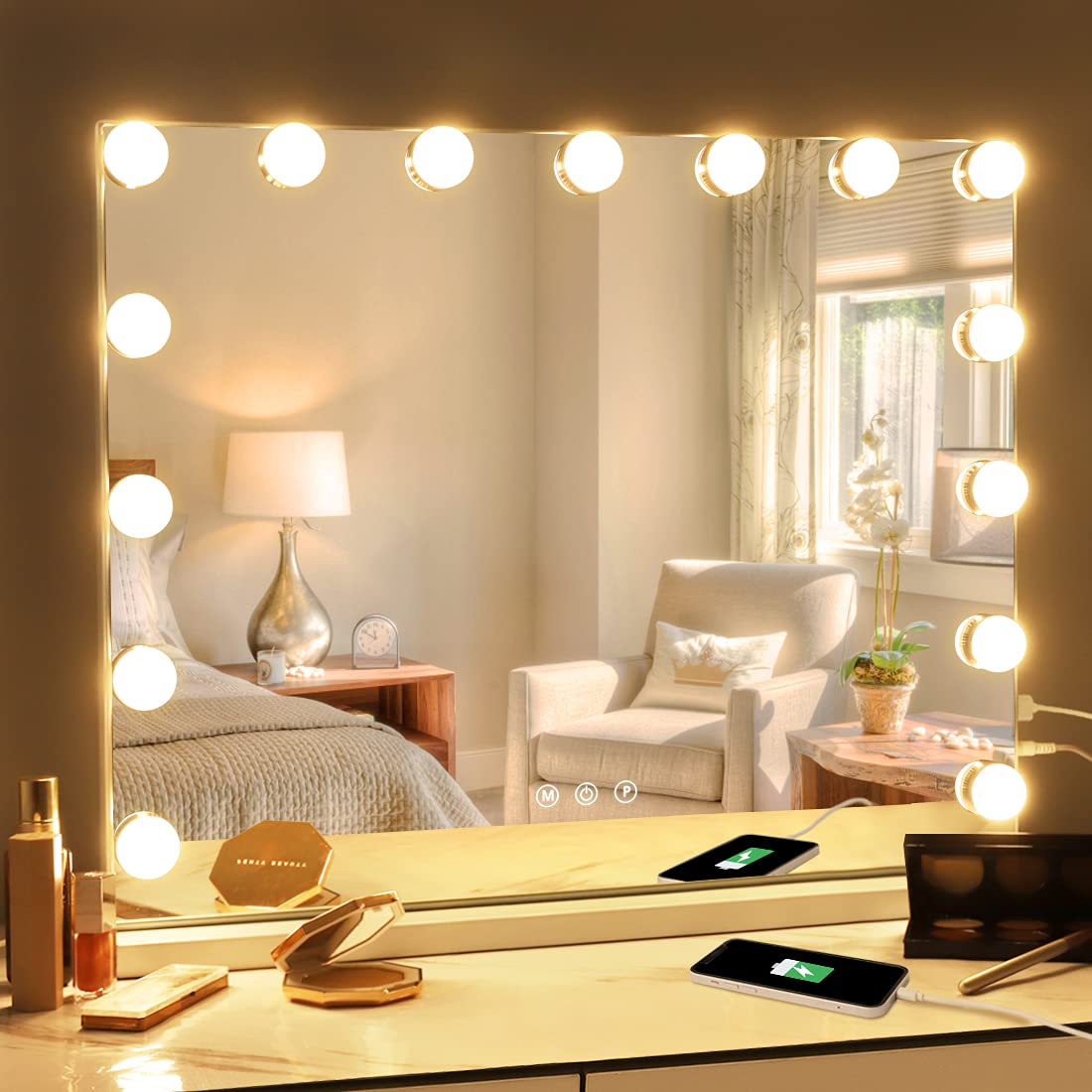 RoyaleGlow LED Makeup-Spiegellichter – Dimmbar & Einstellbare 3-Farben Schminkbeleuchtung