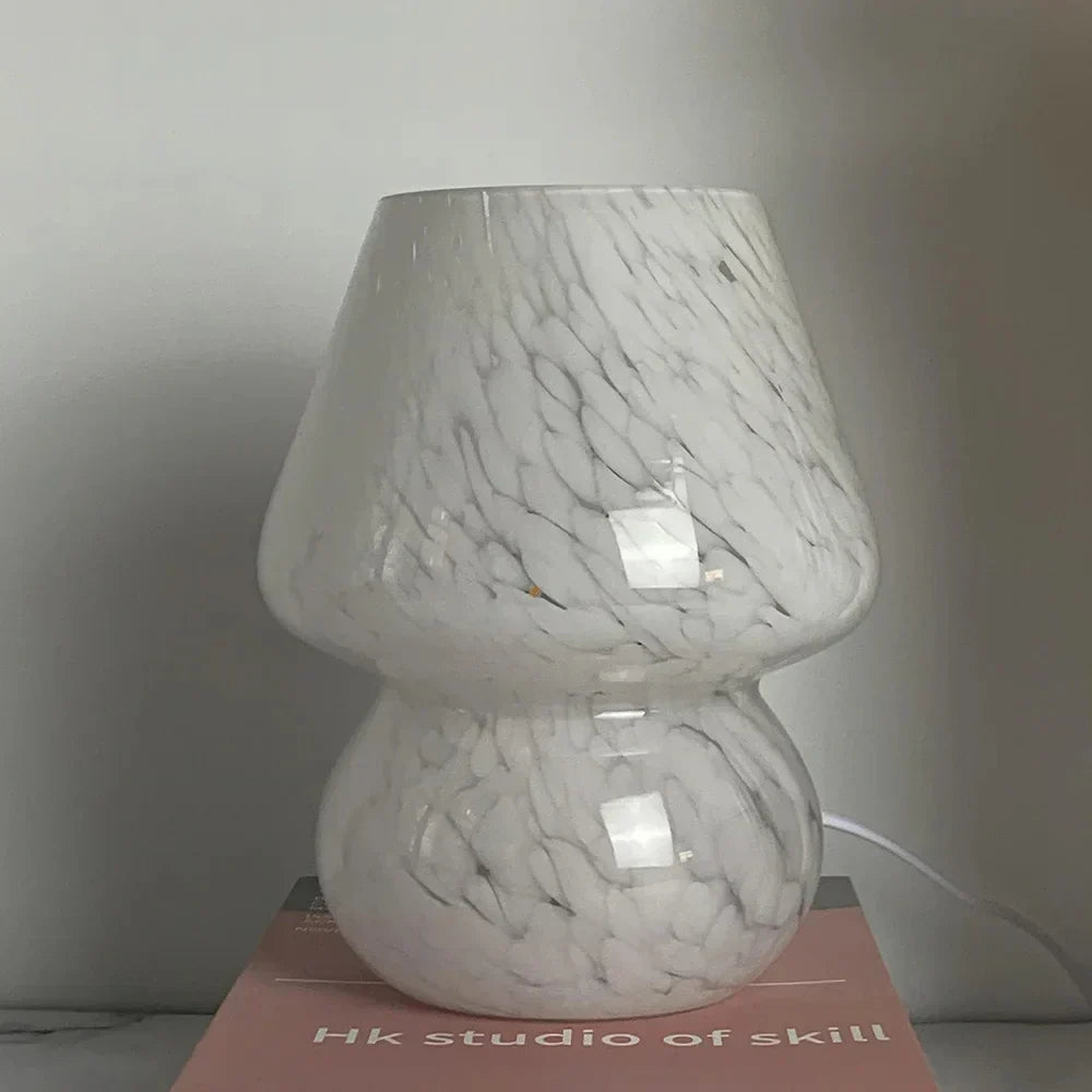Elegante Glas-Pilz-Tischlampe