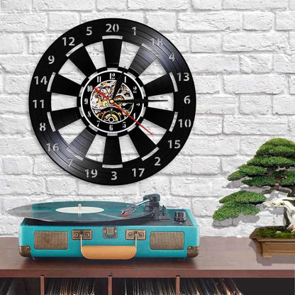 Vintage-Dart-Wanduhr aus Vinyl – Perfekt für Clubs, Bars & Heimspielräume