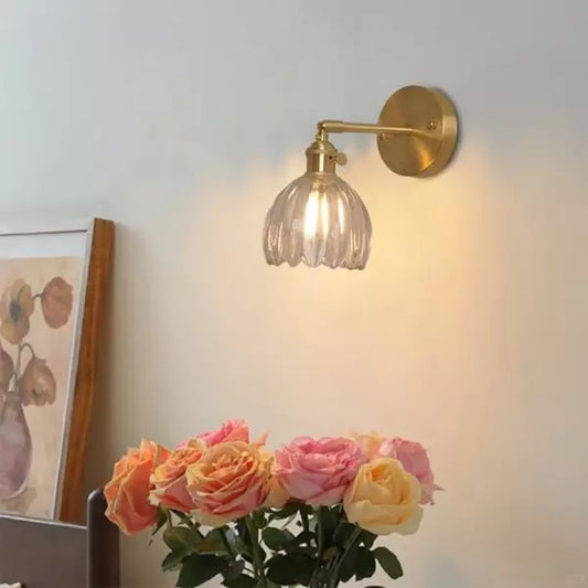 RETRO GLAS TULPE BLUMEN WANDLAMPE – VINTAGE ELEGANZ