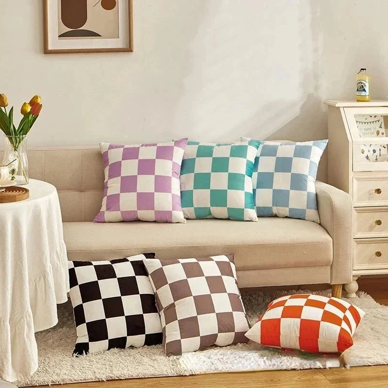 Retro-Stil Geprüft Plaid Kissenbezug
