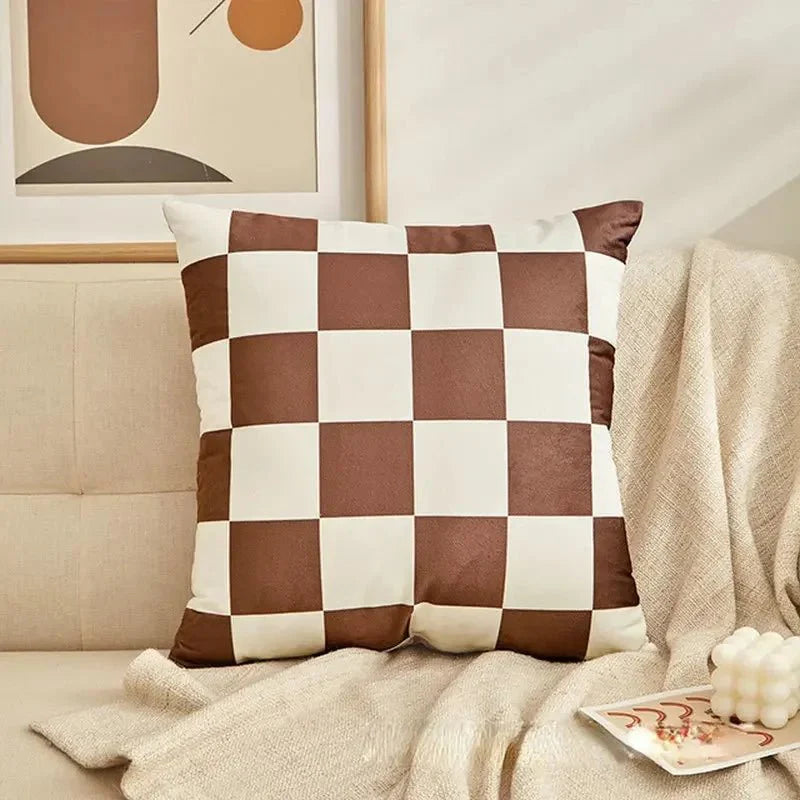 Retro-Stil Geprüft Plaid Kissenbezug