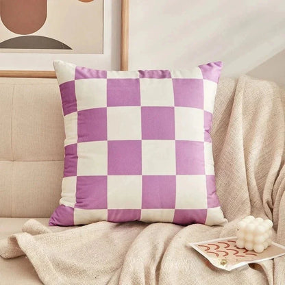 Retro-Stil Geprüft Plaid Kissenbezug