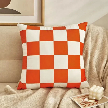 Retro-Stil Geprüft Plaid Kissenbezug