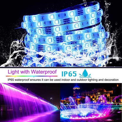 LED-Lichtstreifen, 30 m, 15 m, Musiksynchronisation, Bluetooth, 5050, RGB-Raumlicht mit Fernbedienung