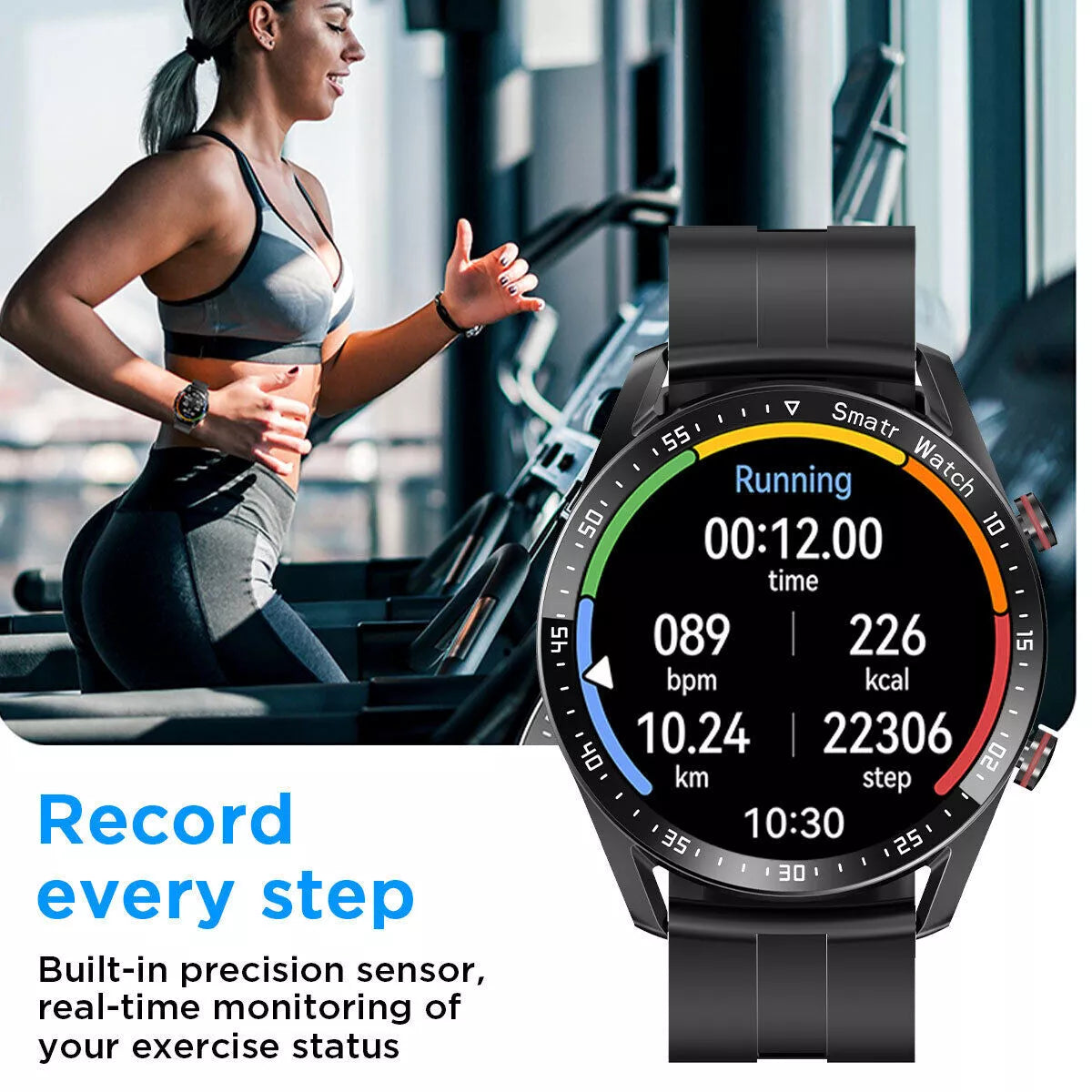 Smart Fitness Tracker Uhr mit Metallarmband